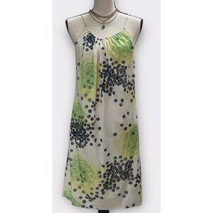 Vintage Vanity Fair Womans S Slip‎ Dress Festival Green Abstract Floral Tropical